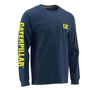 Caterpillar Trademark Banner Long Sleeve Tee Shirts with Center Back Neck Wire Management Loop and Cat Logo, Bleu Detroit, Taille L Homme