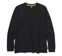 Caterpillar Trademark Banner T-shirt à manches longues pour homme avec boucle de gestion des fils au centre du dos et logo Cat Workwear, Pitch Black Heather Black, Taille L