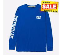 Caterpillar Trademark Bannière Long Manche Décontracté Travail T-Shirt Mens Bleu