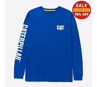Caterpillar Trademark Bannière Long Manche Décontracté Travail T-Shirt Mens Bleu