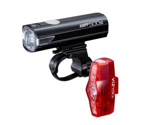 CatEye Ampp 500S/Viz 150 Ensemble de Feux Avant et arrière pour vélo - Technologie OptiCube LED - Étanchéité IPX4 - Support FlexTight Facile à Installer - Rechargeable par USB C
