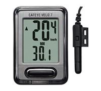 CatEye Vélo 7 CC-VL520 Compteur filaire Argent | Compteur vélo filaire à 7 fonctions avec grand écran LCD, Auto Start/Stop, indicateur d’allure et garantie 5 ans