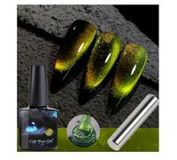 Cateyeslay Magnetic Gel Polish, 9D Cat Eye Gel Nail Polish, Magnetic Gel Polish With Magnets, Magnetic Cat Eye Gel Nail Polish, For Diy Manicure Art Design (05 yellow-green)