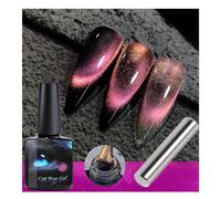 Cateyeslay Magnetic Gel Polish, 9D Cat Eye Gel Nail Polish, Magnetic Gel Polish With Magnets, Magnetic Cat Eye Gel Nail Polish, For Diy Manicure Art Design (03 pink-yellow)