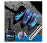 Cateyeslay Magnetic Gel Polish, 9D Cat Eye Gel Nail Polish, Magnetic Gel Polish With Magnets, Magnetic Cat Eye Gel Nail Polish, For Diy Manicure Art Design (01 blue-purple)