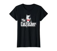Catfather Papa de Chat Drole Noeud Papillon Maitre T-Shirt Graphique avec Valeur, Femme, Noir, L