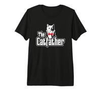 Catfather Papa de Chat Drole Noeud Papillon Maitre T-Shirt Haut de Gamme