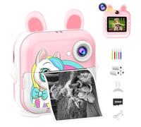 CATGIFF Appareil Photo Instantané Enfants, HD 1080P Appareil Photo Enfant, Carte de 32GB & Rouleaux de Papier d'impression,Noël Anniversaire Cadeau pour Filles Garçons 3-12 Ans (Rose)