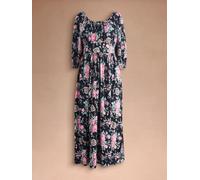Cath Kidston Cath Kidston Black Hackney Rose Floral Tie Waist Long Printed Midi Dress Black Hackney Rose EU 50 (UK 22)