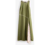Cath Kidston Cath Kidston Khaki Green Tiny Town Sleeveless Satin A Line Dress Khaki Green Tiny Town EU 44 (UK 16)