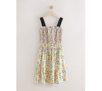 Cath Kidston Cath Kidston Yellow Strawberry Garden Ruched Midi 100% Cotton Dress Yellow Strawberry Garden EU 36 (UK 8)