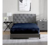 Cathay Home Drap-Housse en Flanelle et Peluche Ultra Doux et épais, ne bouloche Pas - Chaleur Confortable pour Toutes Les Saisons - Poches Profondes de 30,5 cm Uniquement (lit Simple, Bleu Marine)