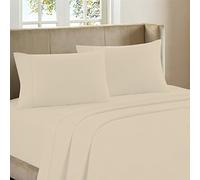Cathay Home Drap-Housse en Microfibre Ultra Douce Infroissable Double brossage, résistant à la décoloration, Bonnet Standard de 35,6 cm, crème, pour lit Double