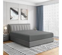 Cathay Drap-Housse de Luxe en Polyester Doux et Soyeux pour lit Simple, Grand lit, Gris