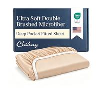 Cathay Home Drap-Housse en Microfibre Ultra Douce Infroissable Double brossage, résistant à la décoloration, Bonnet Standard de 35,6 cm, crème, pour lit Queen Size