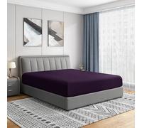 Cathay Home Drap-Housse en Microfibre Ultra Douce Infroissable Double brossage, résistant à la décoloration, Bonnet Standard de 35,6 cm, Aubergine, pour lit Une Place