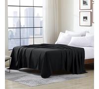 Cathay Home Drap Plat Simple 1 pièce en Microfibre Ultra Douce Infroissable et résistant à la décoloration pour lit Queen Size 228,6 x 259 cm Noir