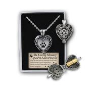Cathedral Art In Loving Memory Pet Memorial Heart Locket avec flacon urne pour cendres ou souvenir sur cha ne de 24 pouces par Abbey & CA Gift Silver