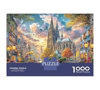 Cathedral Street Jeu De Puzzle Château de la Fantaisie Under A Glowing Sky 1000 Éléments Carton pour Débutants Impression HD Anti-Stress Nouveau Modèle Idée Cadeau Parfaite Réduit 38x26cm/1000pcs