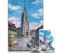 Cathédrale de Berne, Suisse Puzzles 1000 pièces pour Adultes Stimulez Votre Cerveau Jouets addictifs pour cultiver la Patience Jeu de défi Unique (50x75cm)