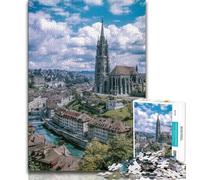 Cathédrale de Berne, Suisse Puzzles pour Adultes (1000 pièces) Difficile à réaliser, mais Amusant et Humoristique Décoration d'intérieur et Cadeaux Uniques (38x26cm)