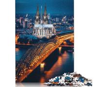 Cathédrale de Cologne Puzzles en Bois pour Adultes 300 Pièces Cadeaux De Pâques DécoRation Intérieure Jeu De Défi Familial Jeux Éducatifs Stress Relief Toy 300pcs (40x28cm)