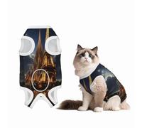 Cathédrale de la Sainte Famille et Tour Eiffel - Combinaison de convalescence pour chiens et chats après une chirurgie - Chemise de convalescence pour animal domestique