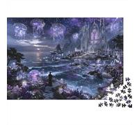 Cathédrale Fantastique mer Puzzle 1000 Pièces avec Emboîtement Parfait,Puzzle d'art défi Entre Amis pour Un Tableau À Encadrer,Superbe Idée Cadeau 38x26cm/1000pcs
