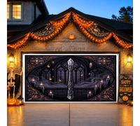 Cathédrale gothique bougie Halloween décoration porte de garage couverture