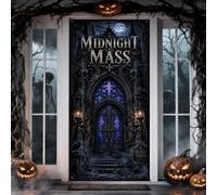 Cathédrale gothique citation de la messe de minuit Halloween couvre-porte | Architecture gothique, bannière de porte d'entrée, atmosphère étrange, entrée de cathédrale mystérieuse