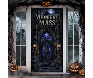 Cathédrale gothique citation de la messe de minuit Halloween couvre-porte | Architecture gothique, bannière de porte d'entrée, atmosphère étrange, entrée de cathédrale mystérieuse