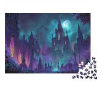 Cathédrale Gothique sous la Lune Puzzle 1000 Pièces Jouet De Défi pour Adultes Puzzle Impossible Jeu Éducatif Familial Cadeau De Décoration Intérieure 70x50cm/1000pcs