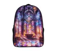 cathédrale sac à dos imperméable élégant adolescent cartable scolaire 2 compartiment vitrail sacs dos imprimé 3d-16,fille garçons pour les voyages les affaires