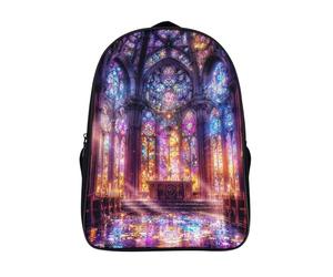 cathédrale sac à dos imperméable élégant adolescent cartable scolaire 2 compartiment vitrail sacs dos imprimé 3d-16,fille garçons pour les voyages les affaires