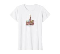 Cathédrale Saint-Basile, Moscou, Russie. Dessin T-Shirt Graphique avec Valeur, Femme, Blanc, M