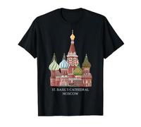 Cathédrale Saint-Basile, Moscou, Russie. Dessin T-Shirt Graphique avec Valeur, Homme, Noir, S