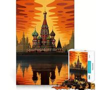 Cathédrale Saint-Basile, Russie Puzzle de 1000 pièces pour Adolescents, défi cérébral, Jeu de détente, découpe précise, œuvre d'art à Exposer 38x52cm