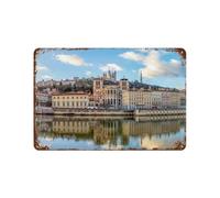Cathédrale Saint Jean et Basilique Notre-Dame de Fourvière, Symboles iconiques de Lyon, Rhône, France,Panneau en métal - Plaque murale pour maison, bar, café, salle de jeux, garage(15x30cm)-197