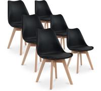 Lot de 6 chaises DEWINNER - Coloris : Noir - Style : scandinave - Pieds : bois