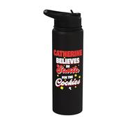 Catherine croit au Père Noël, nom de Noël drôle de Catherine Stainless Steel Insulated Water Bottle