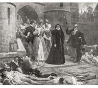 Catherine de Médicis considère avec indifférence les corps des victimes du massacre de la Saint-Barthélemy en 1572. Un groupe ciblé d'assassinats et une vague de violence de la foule catholique