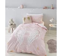Catherine Lansfield Ailes d'ange, 52% Polyester, 48% Coton, Rose, Parure pour lit Simple