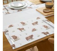 Catherine Lansfield Angus Highland Lot de 4 Sets de Table en Coton Motif Vache 30 x 46 cm