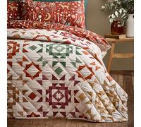 Catherine Lansfield Automne Patchwork Geo Couvre-lit matelassé Naturel 220 x 230 cm