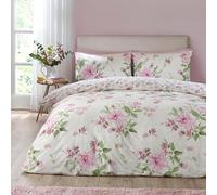 Catherine Lansfield Avebury Parure de lit Double réversible avec Housse de Couette et taies d'oreiller Motif Floral Crème