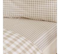 Catherine Lansfield Bamford Drap-Housse Vichy pour lit Double Naturel