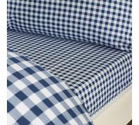 Catherine Lansfield Bamford Drap-Housse Vichy pour lit Simple Bleu Marine