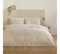 Catherine Lansfield Bamford Parure de lit Double réversible avec Housse de Couette et taies d'oreiller Motif Vichy Naturel