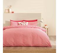 Catherine Lansfield Bamford Parure de lit réversible avec Housse de Couette et taie d'oreiller Motif Vichy Rouge