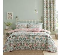 Catherine Lansfield Bedding Clarence Parure de lit Simple avec Housse de Couette et taie d'oreiller Motif Floral Naturel/Vert